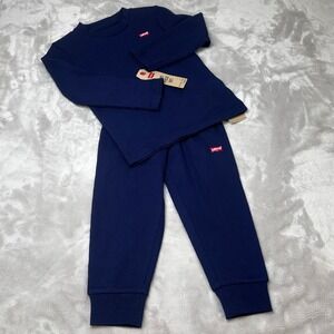 Levis 2 Piece Set Shirt Pants Toddler Size 3T Navy Blue Waffle Knit L/S NWT $40!